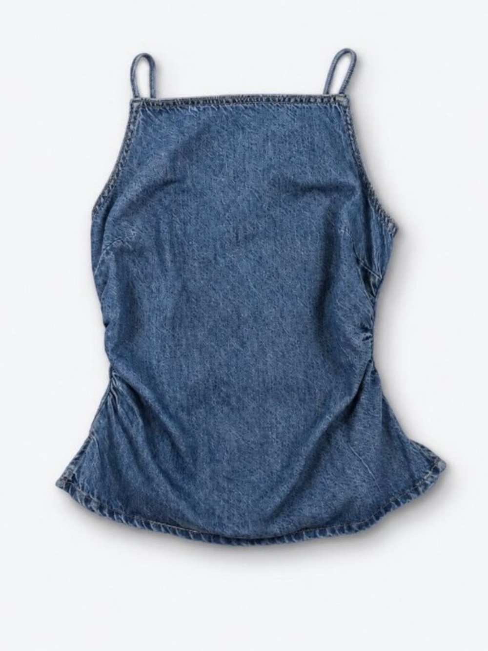 Madewell Ruched Boatneck Denim Tank W4